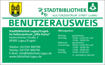 Benutzerausweis der Lugauer Stadtbibliothek | Rechte: Stadt Lugau