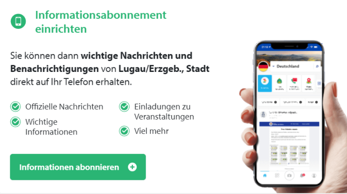 Beispielbild Anwendung App/ Recte: Stadtverwaltung Lugau