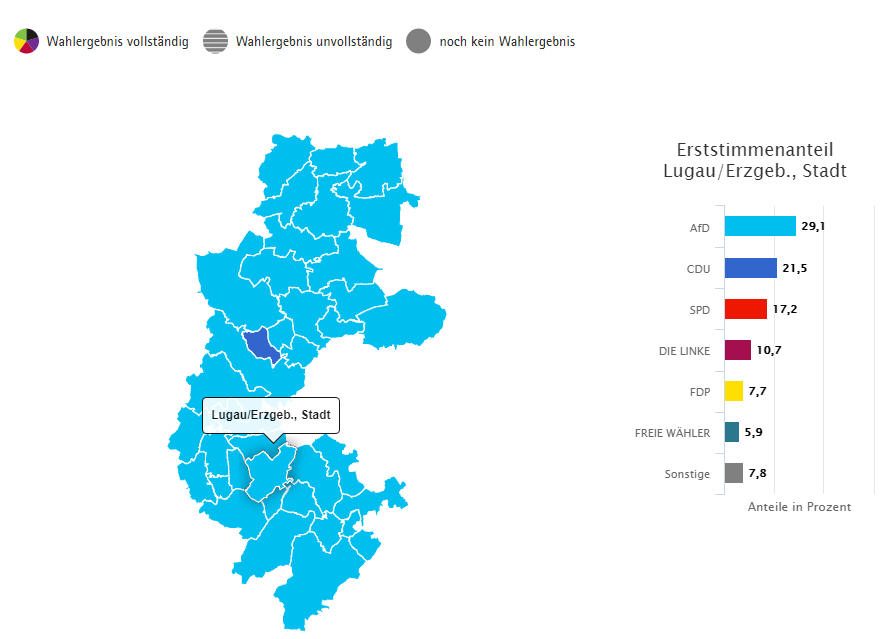 Wahlverteilung Lugau auf sachsen.de