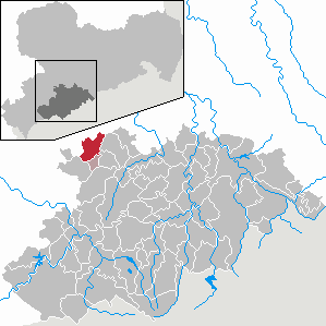 Einordnung der Stadt Lugau in die Karte des Erzgebirgskreises | Rechte: WIKIMEDIA COMMONS / Rauenstein